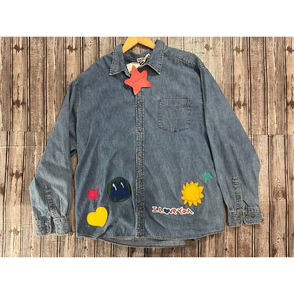 Kids Worldwide Universe Denim Button-Down Shacket sz M NWT $298 11 of 34 - Picture 2 of 8
